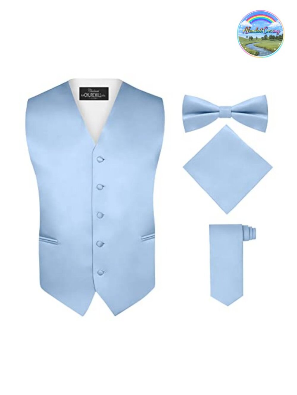 Men's 4 Piece Satin Vest Set Bow Tie Neck Tie Pocket Hankie
